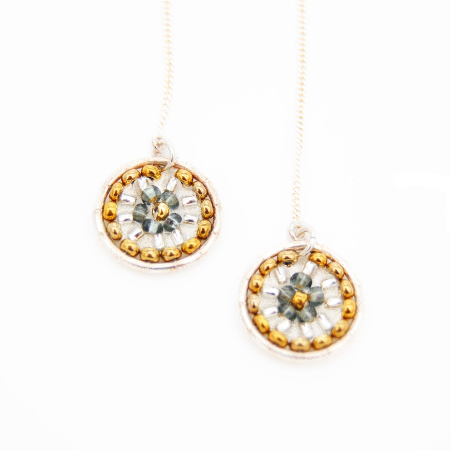 Round Beaded Thread Earrings