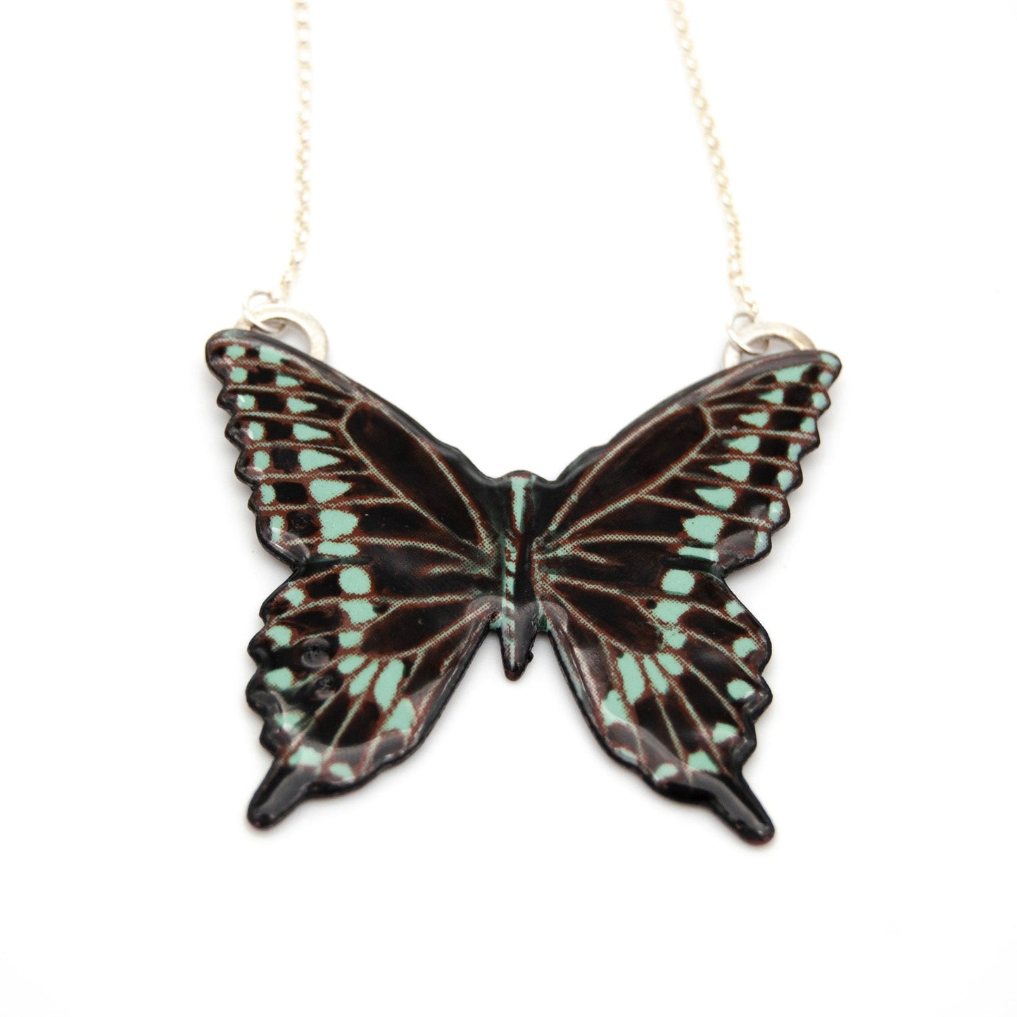 Blue Spice Bush Butterfly Necklace