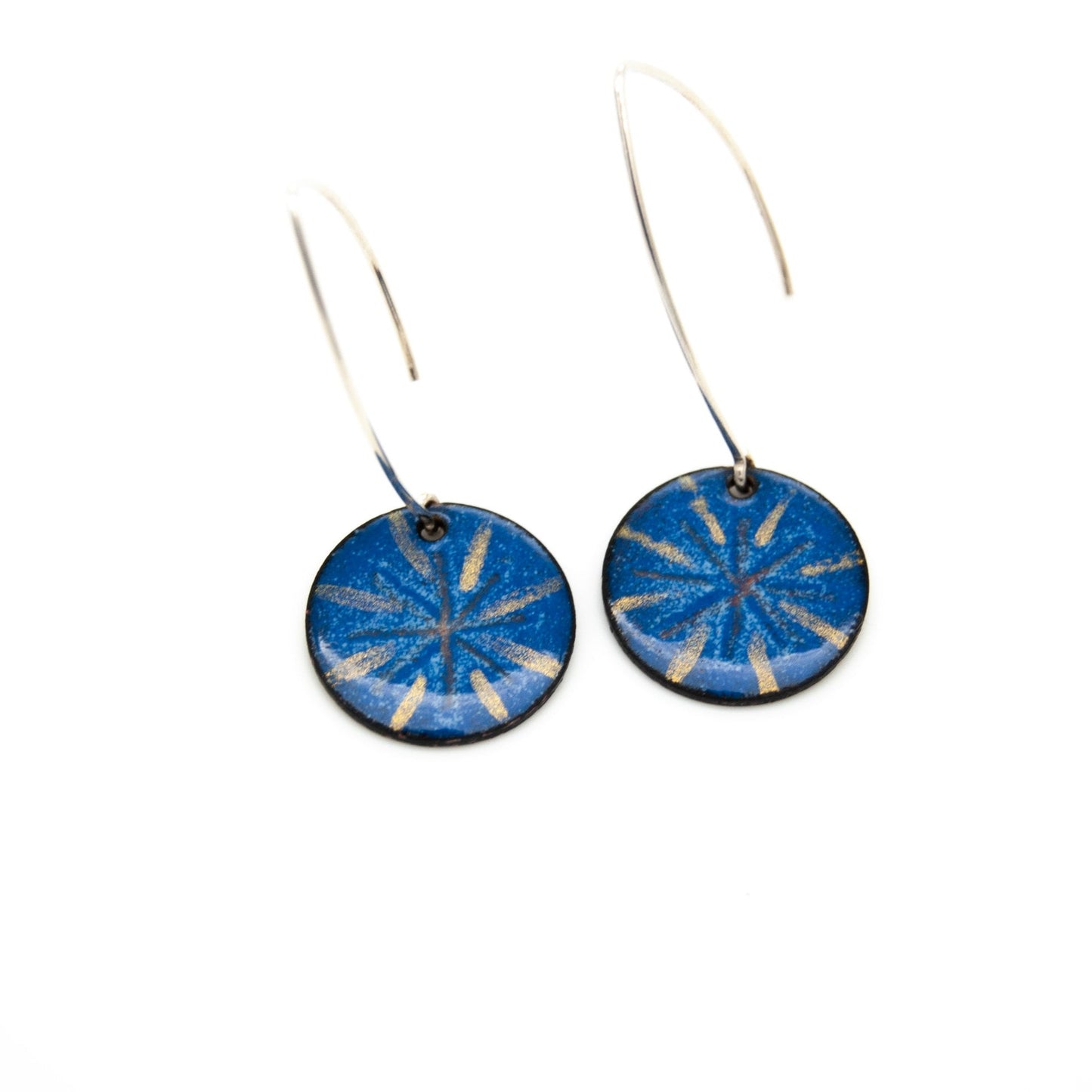 Blue Circle Burst Earrings