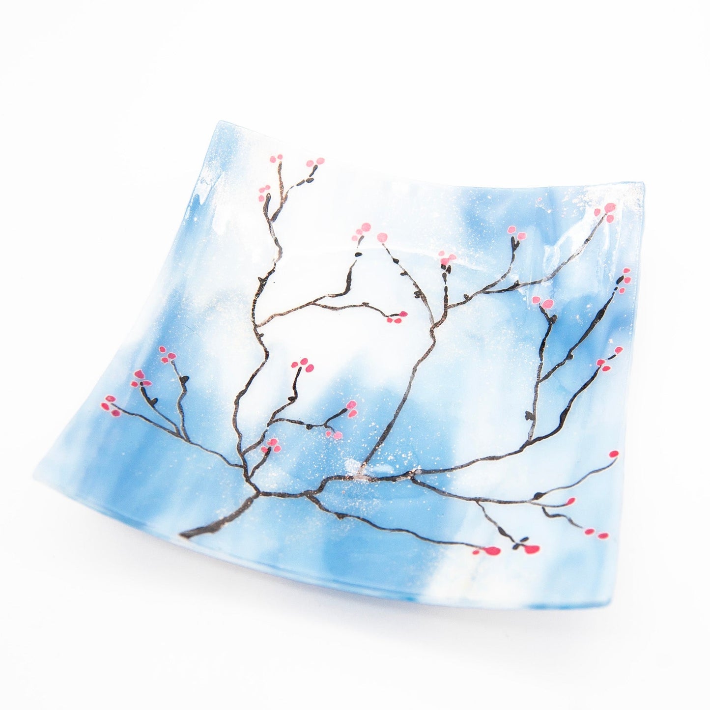 Winter Berry Platter White & Blue Streaky Platter