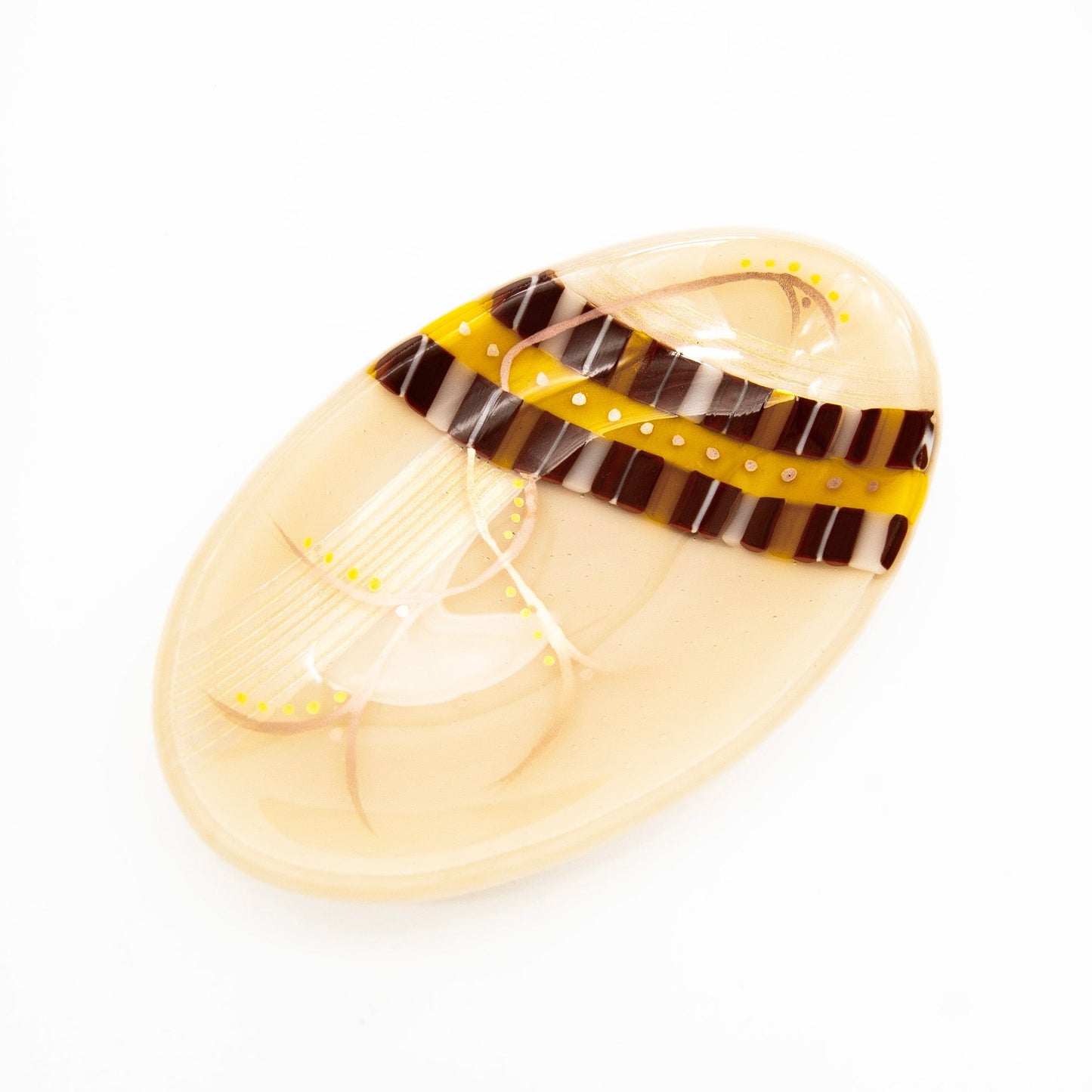 Oval Cream Plate with Brass & Gold Luster