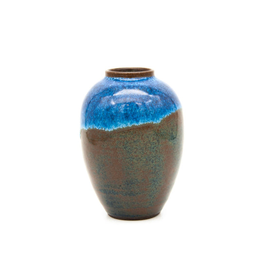 Small Blue & Green Dark Clay Vase