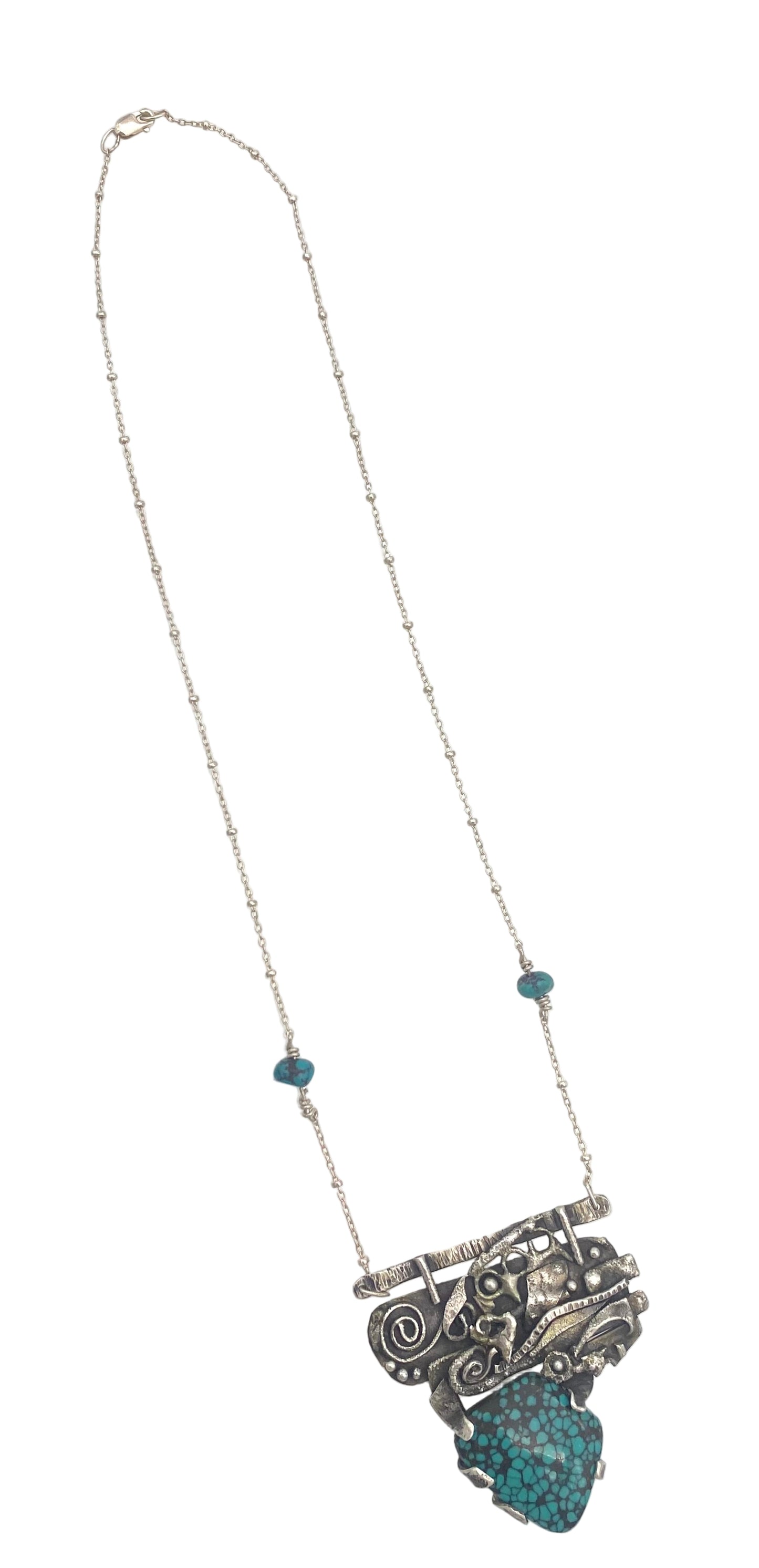 Turquoise and Fused Sterling Silver Necklace