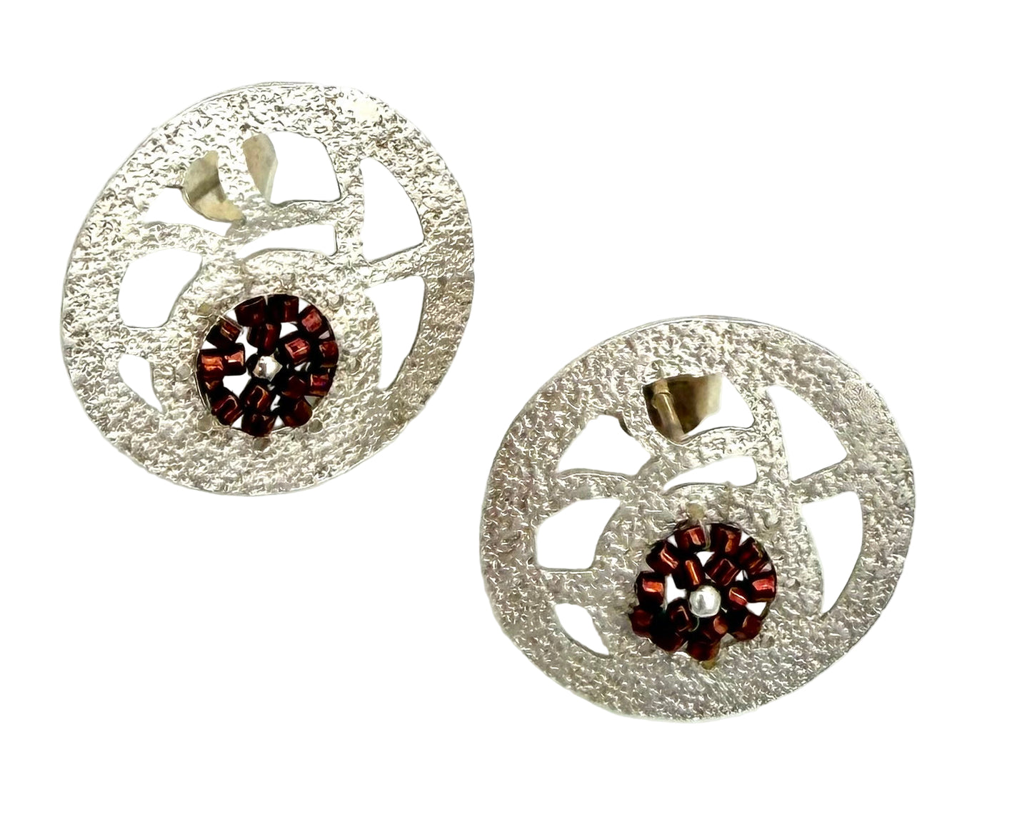 Round Studs and Copper Beads Earrings