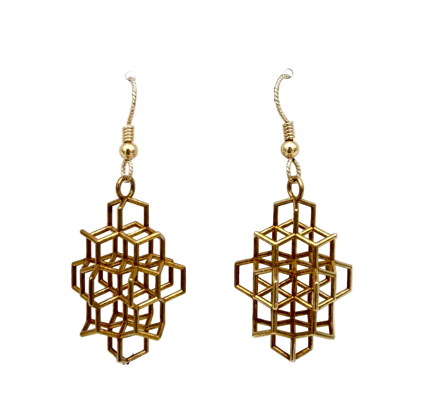 Brass Hexicon Earrings