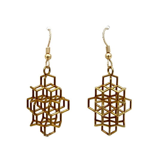 Brass Hexicon Earrings