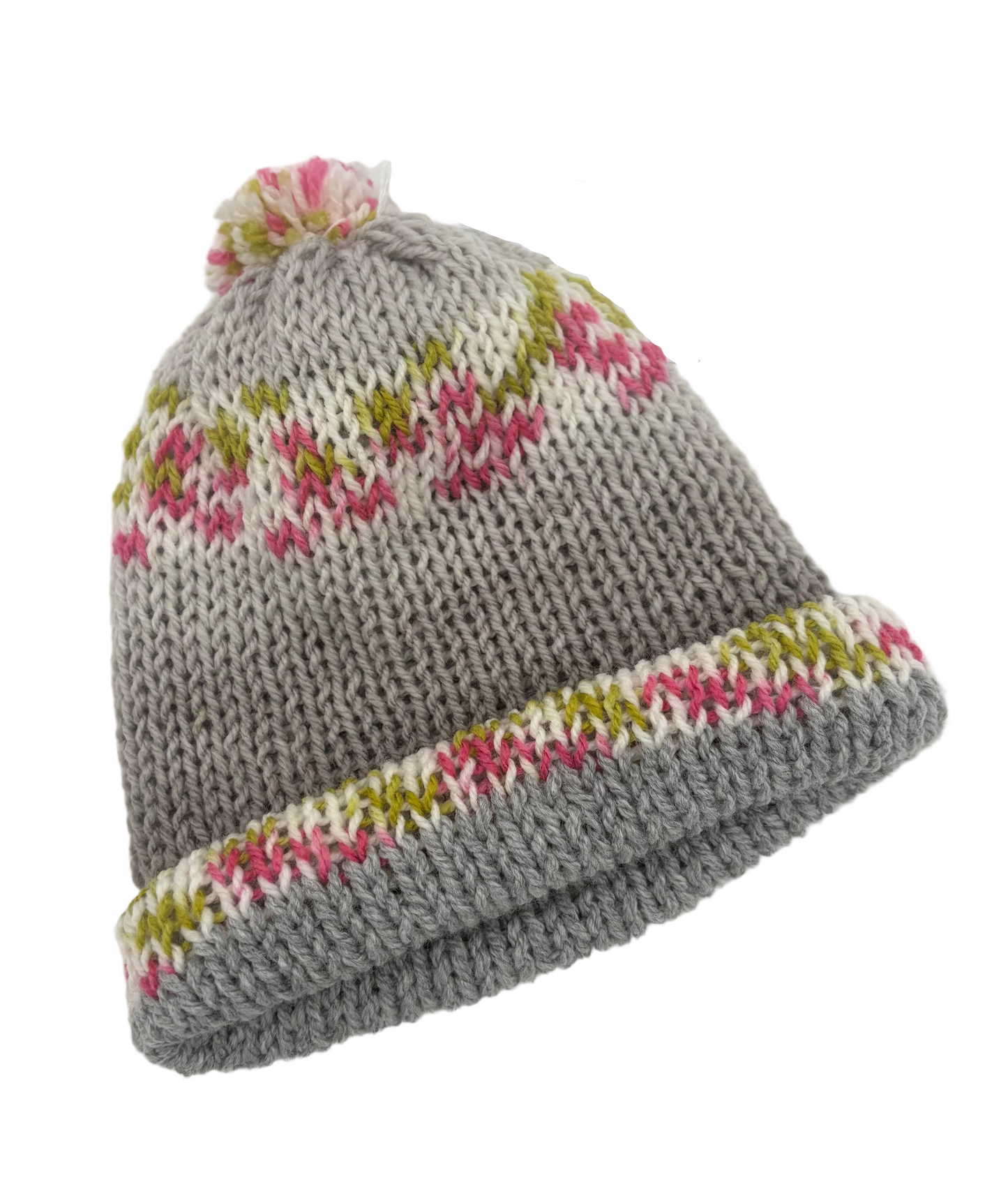 Grey & Pink Baby Hat