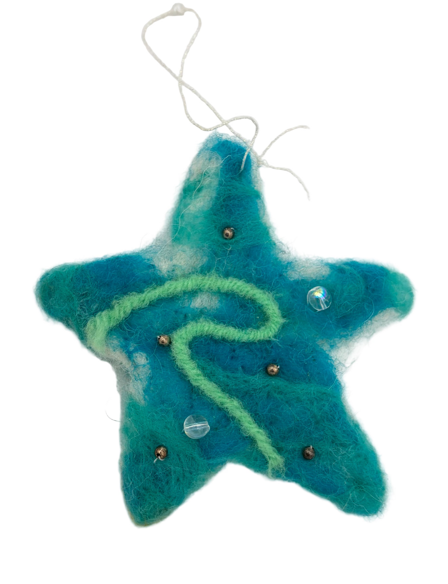 Needle Felted Blue Star Ornament