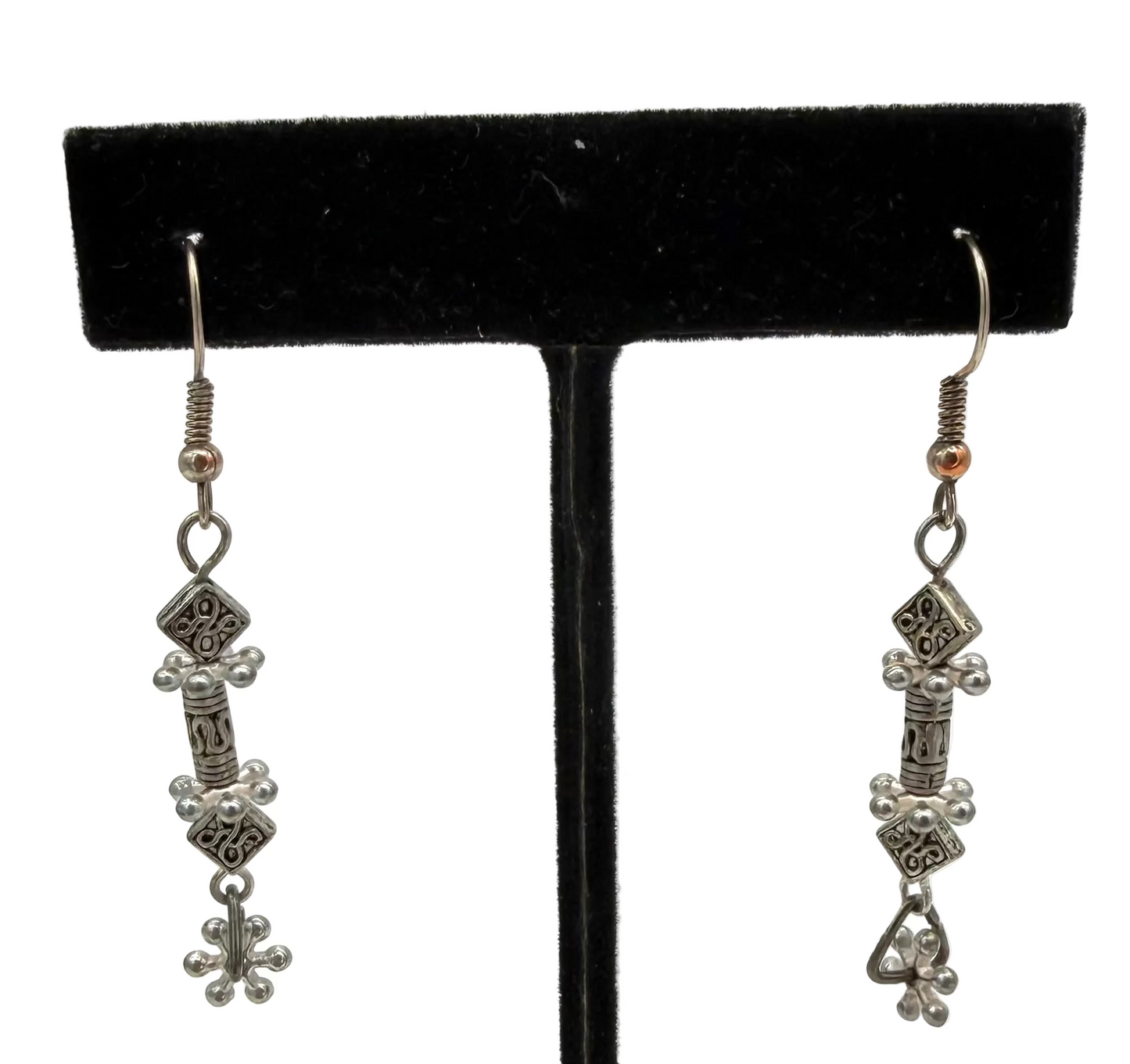 All Silver Drop Earrings