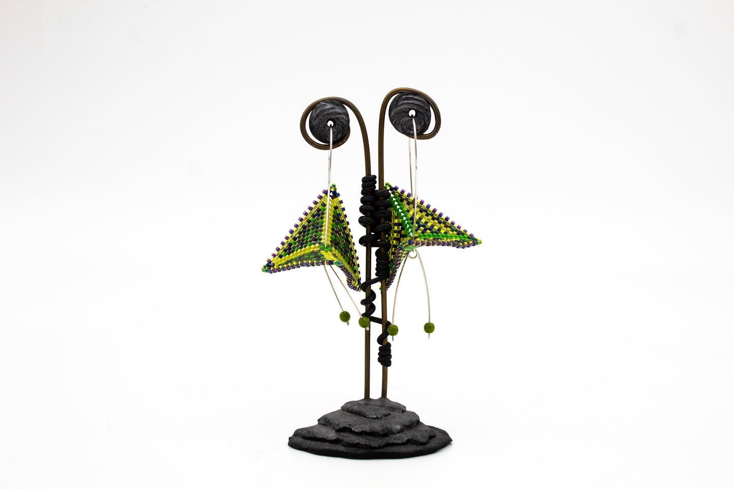 Warped Square Earrings (Green)