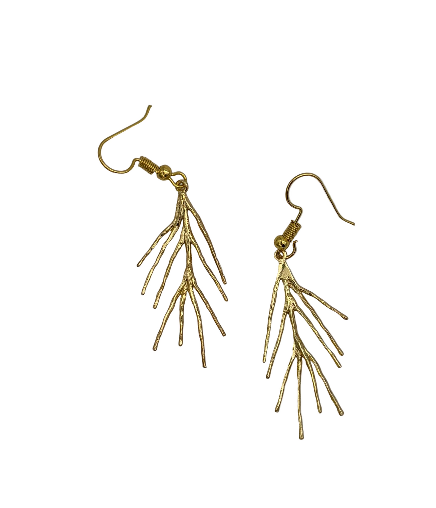Gold Pine Needle Earrings