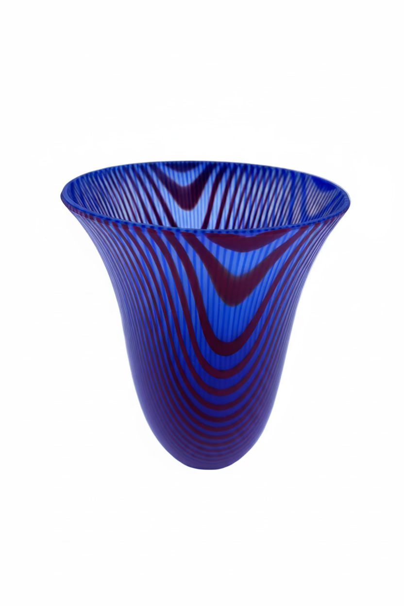 Red & Blue Stringer Drop Vase