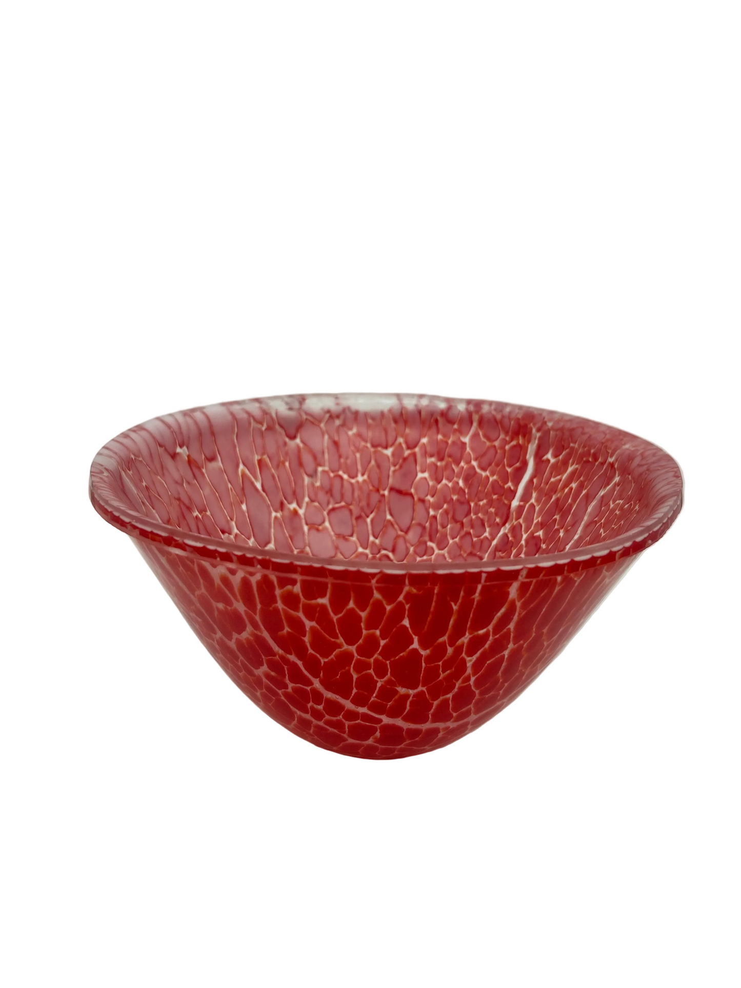 Red & White Crackle Drop Bowl