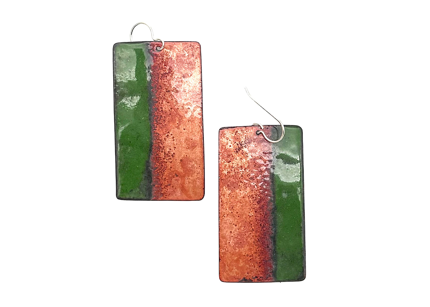 Rectangle Green & Clear Earrings