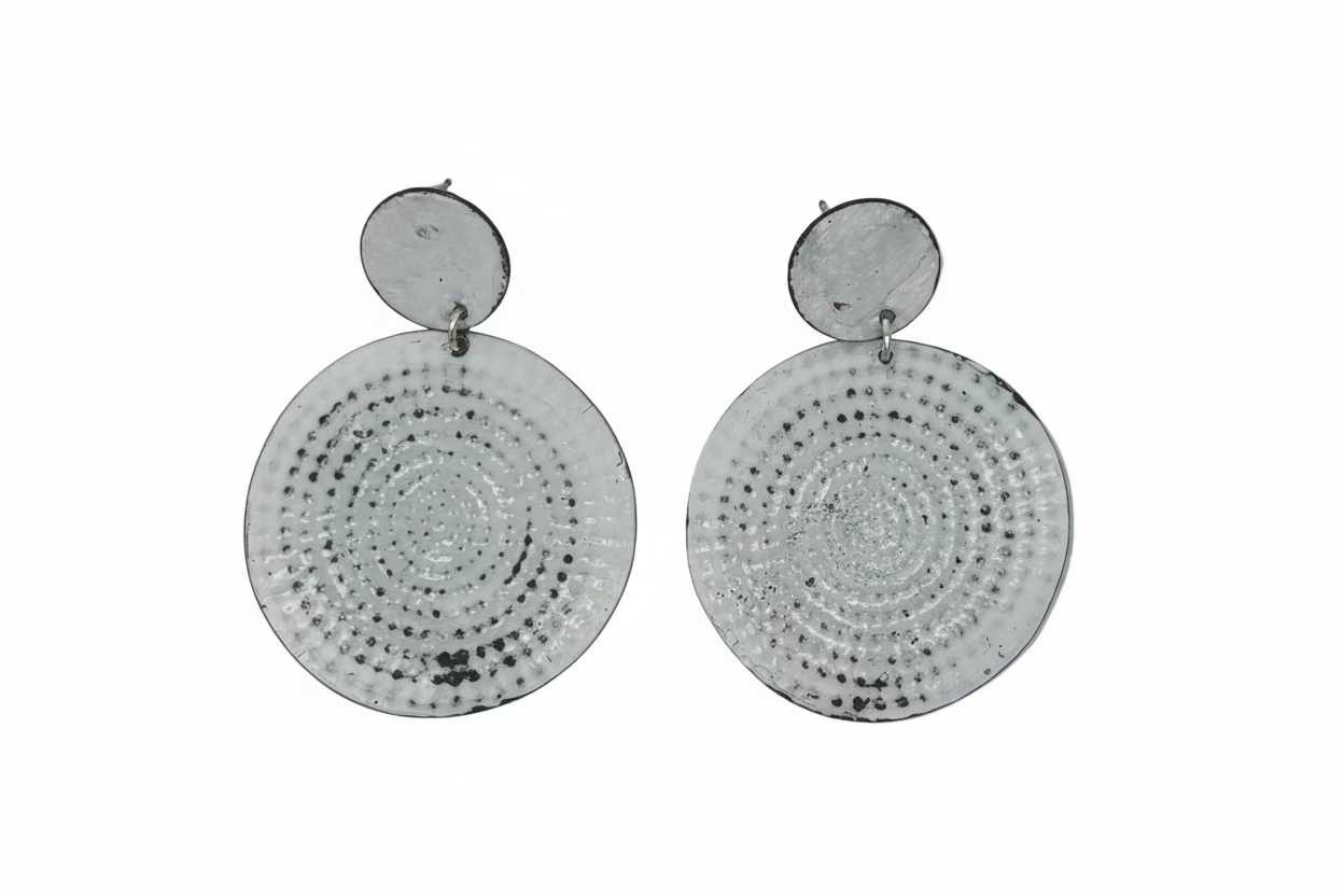 White Circle Earrings
