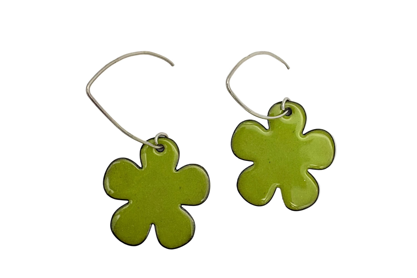 Green Dangle Flower Earrings