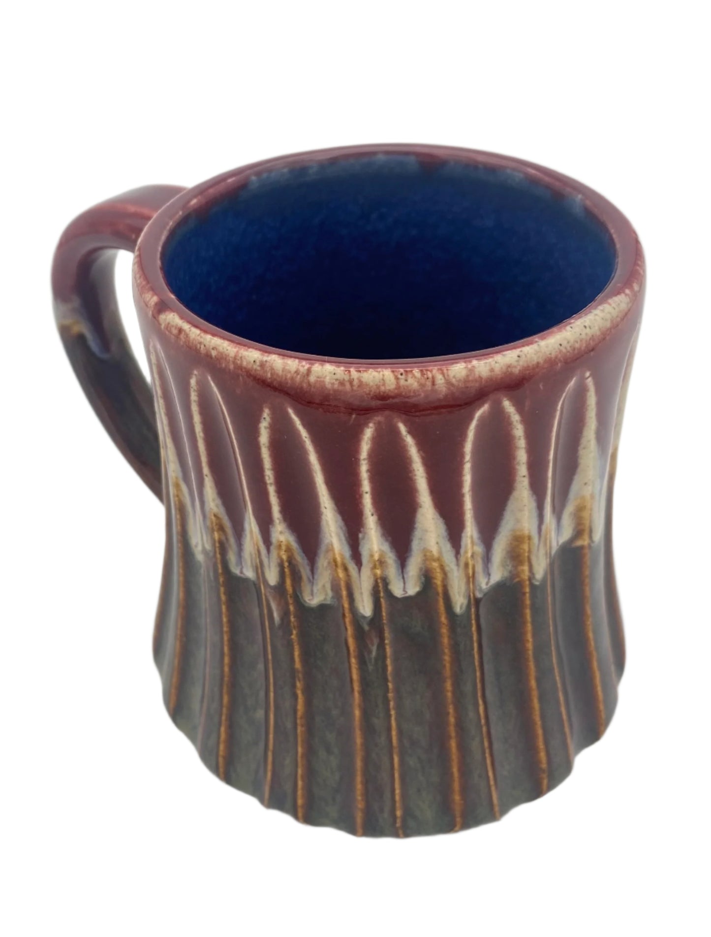 Multi-Faceted Pink Mug with Blue Interior