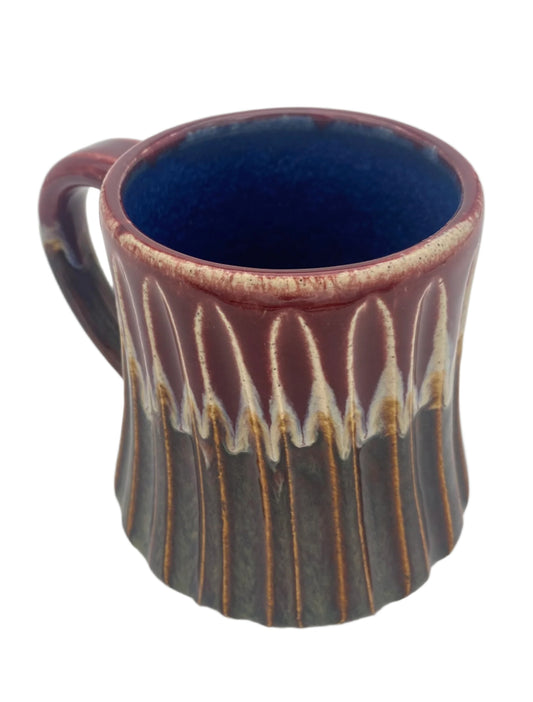 Multi-Faceted Pink Mug with Blue Interior