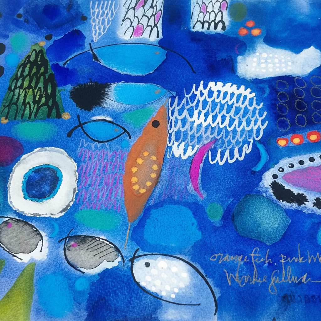orange fish pink moon