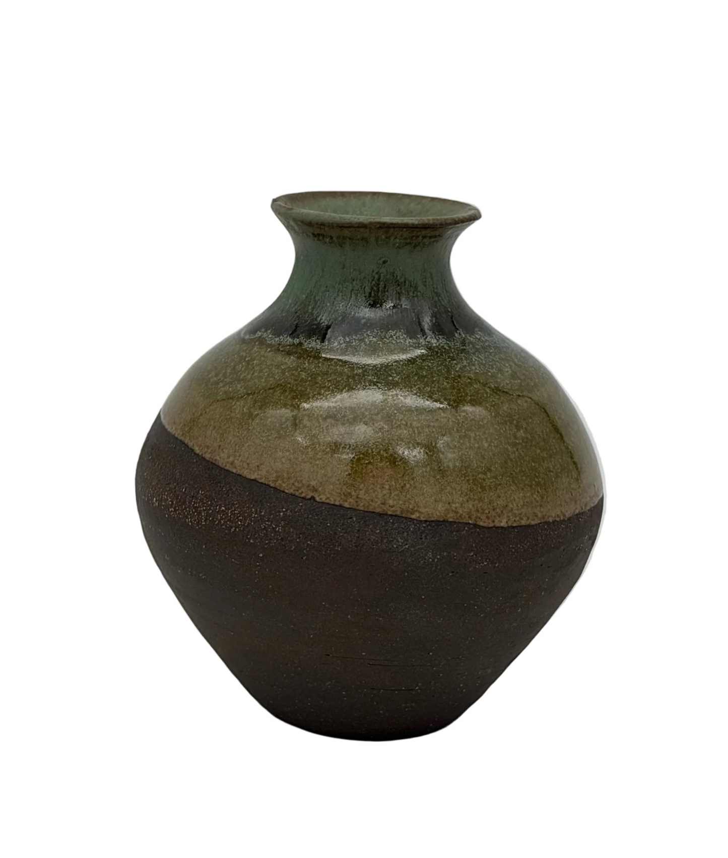 Green on Dark Clay Vase