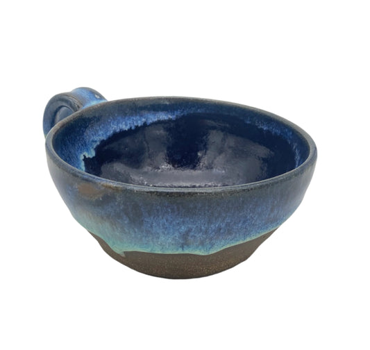 Small Soft/Deep Blue Soup Mug with Handle