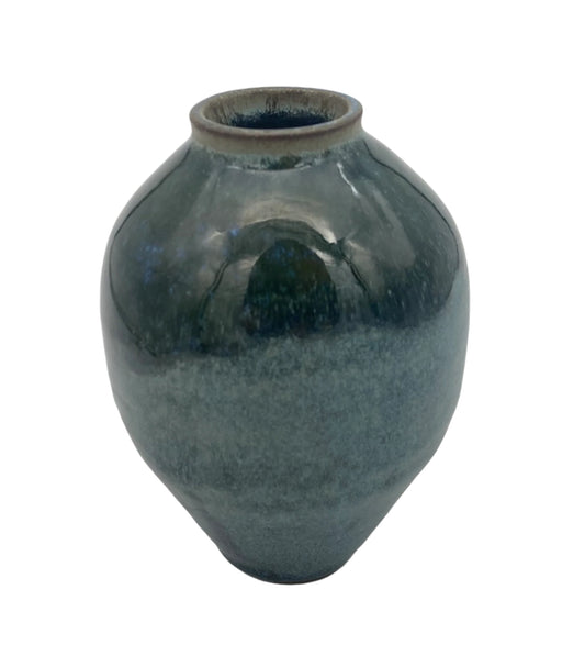 Small Grey/Blue Vase with Green Top