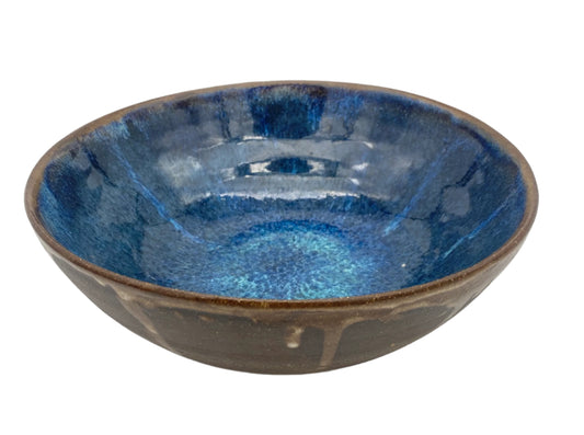 Blue Bowl with Soft Glaze on Bare Sides