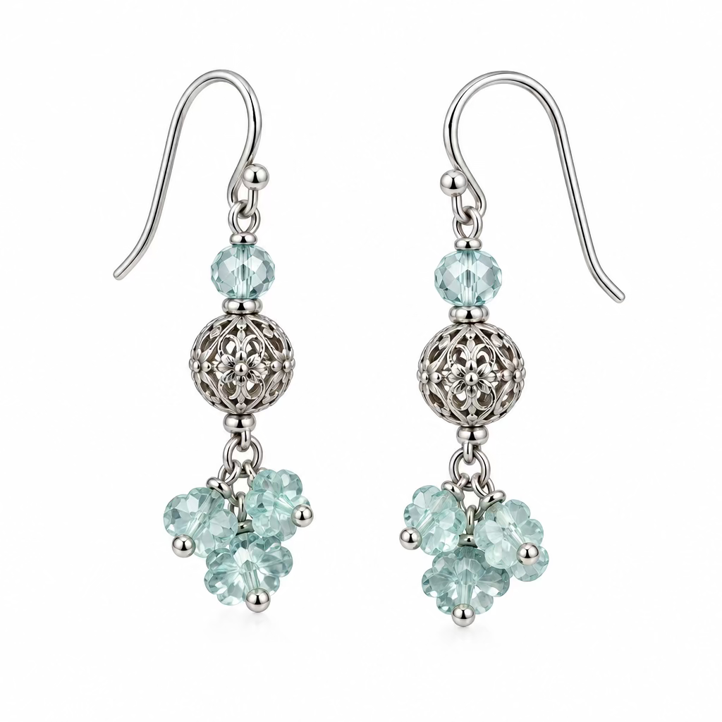 Aquamarine and Sterling Silver Earrings