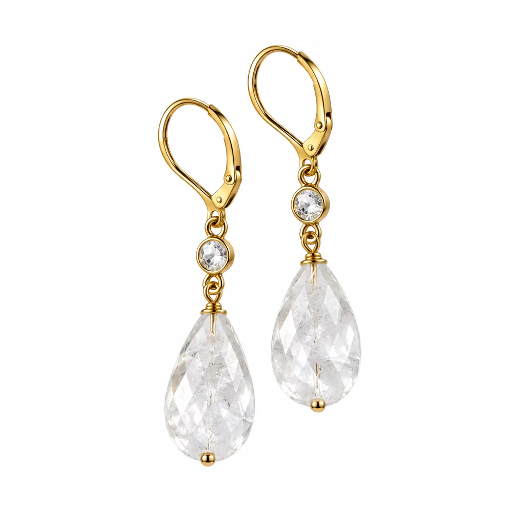 Quartz, Gold-Filled, Sterling Silver Earrings