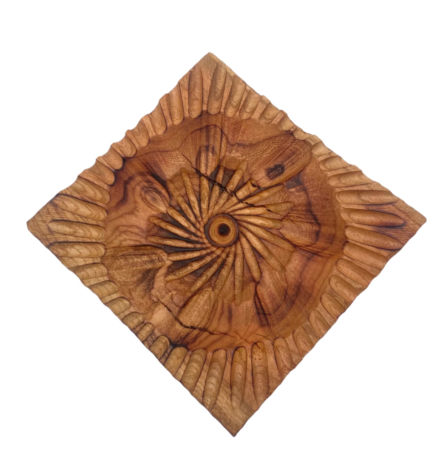 Carved Cherry Wood Square