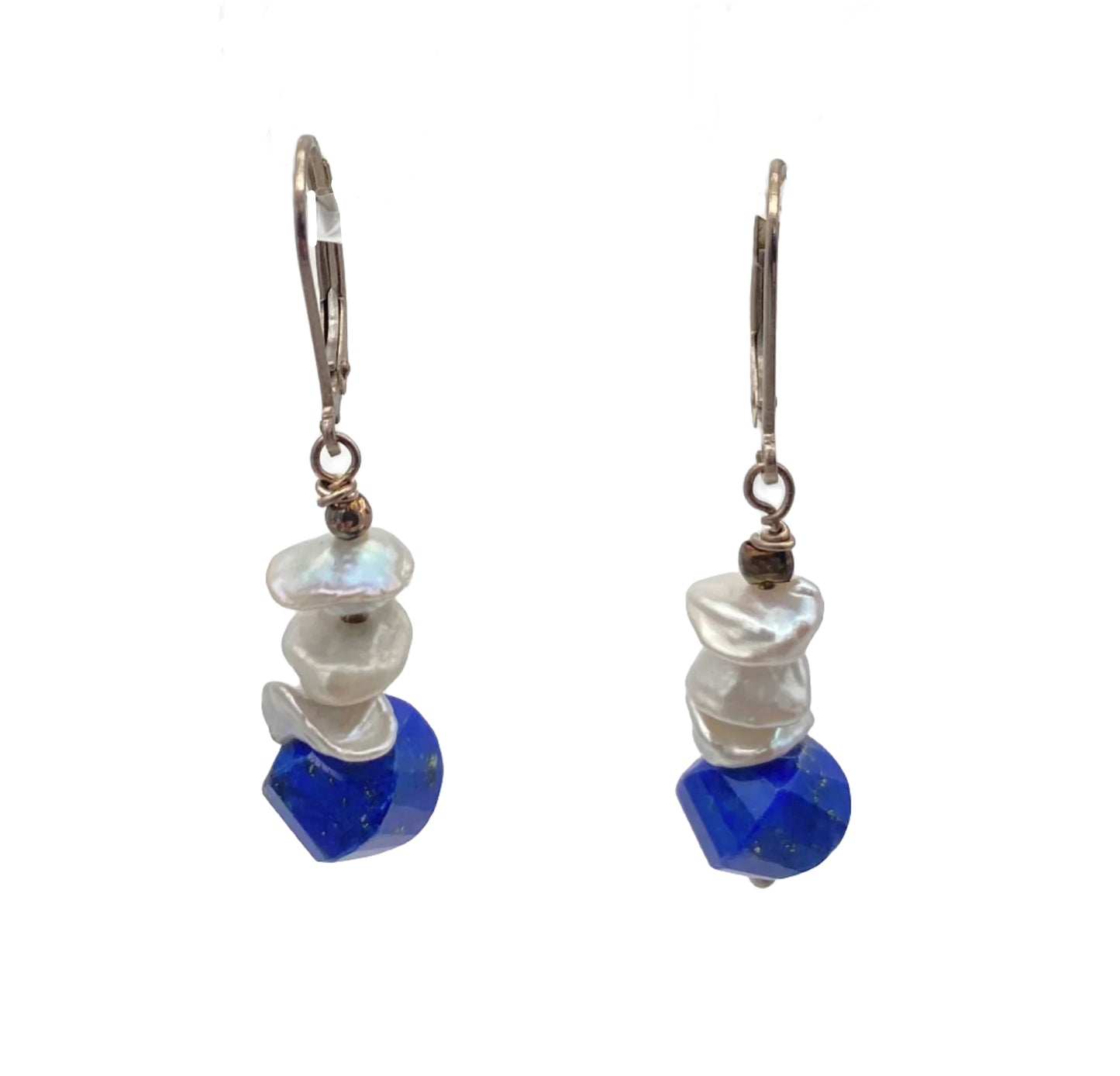 Lapis-Pearl Sterling Silver Earrings