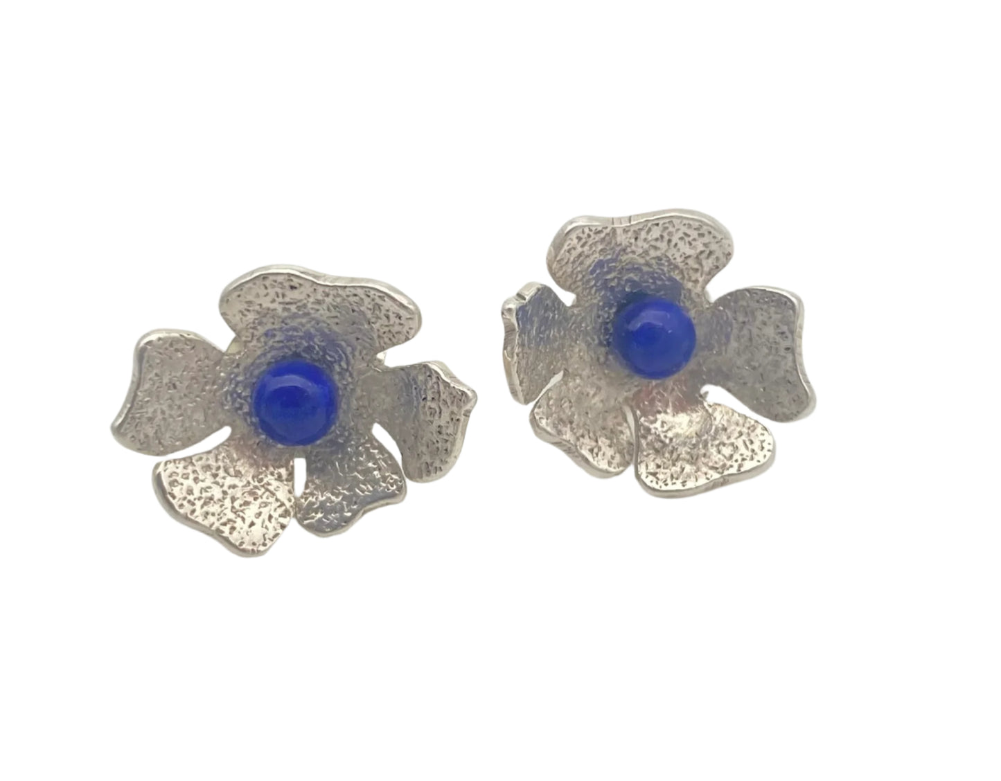 Lotus Lapis Lazuli Stud Earrings