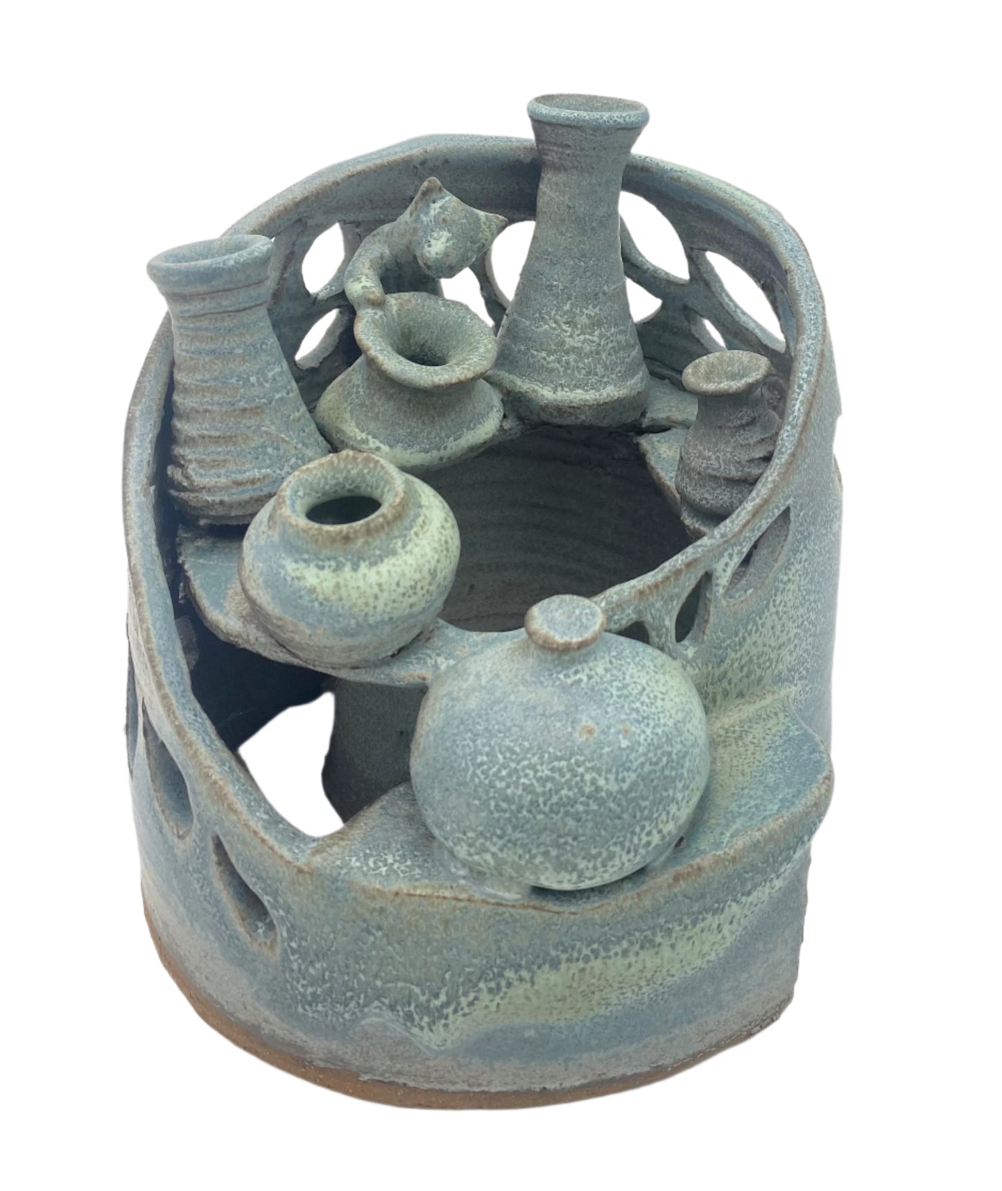 Circular Mini Pot with Cat