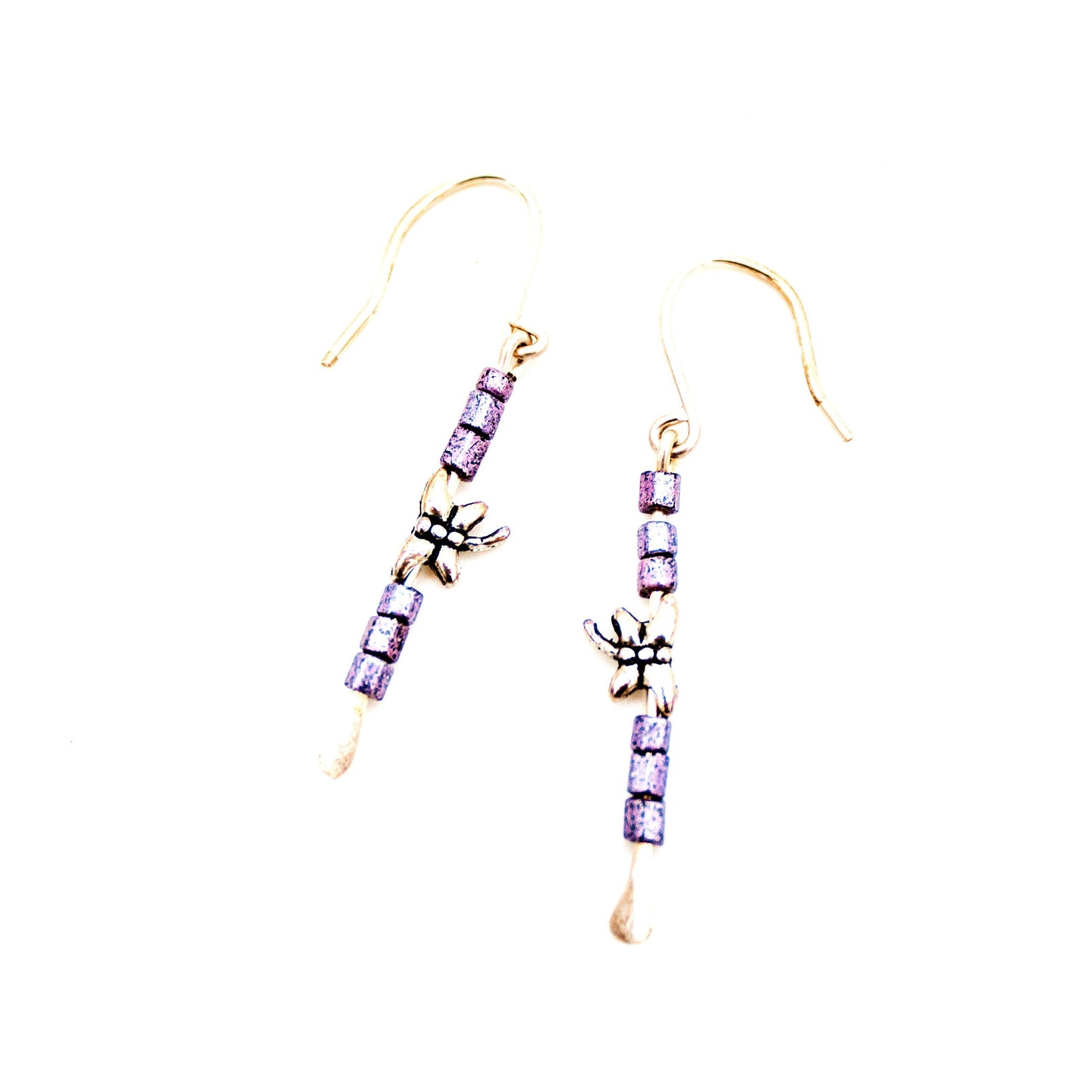 Dragonfly Glass Bead Sterling Sliver Earrings