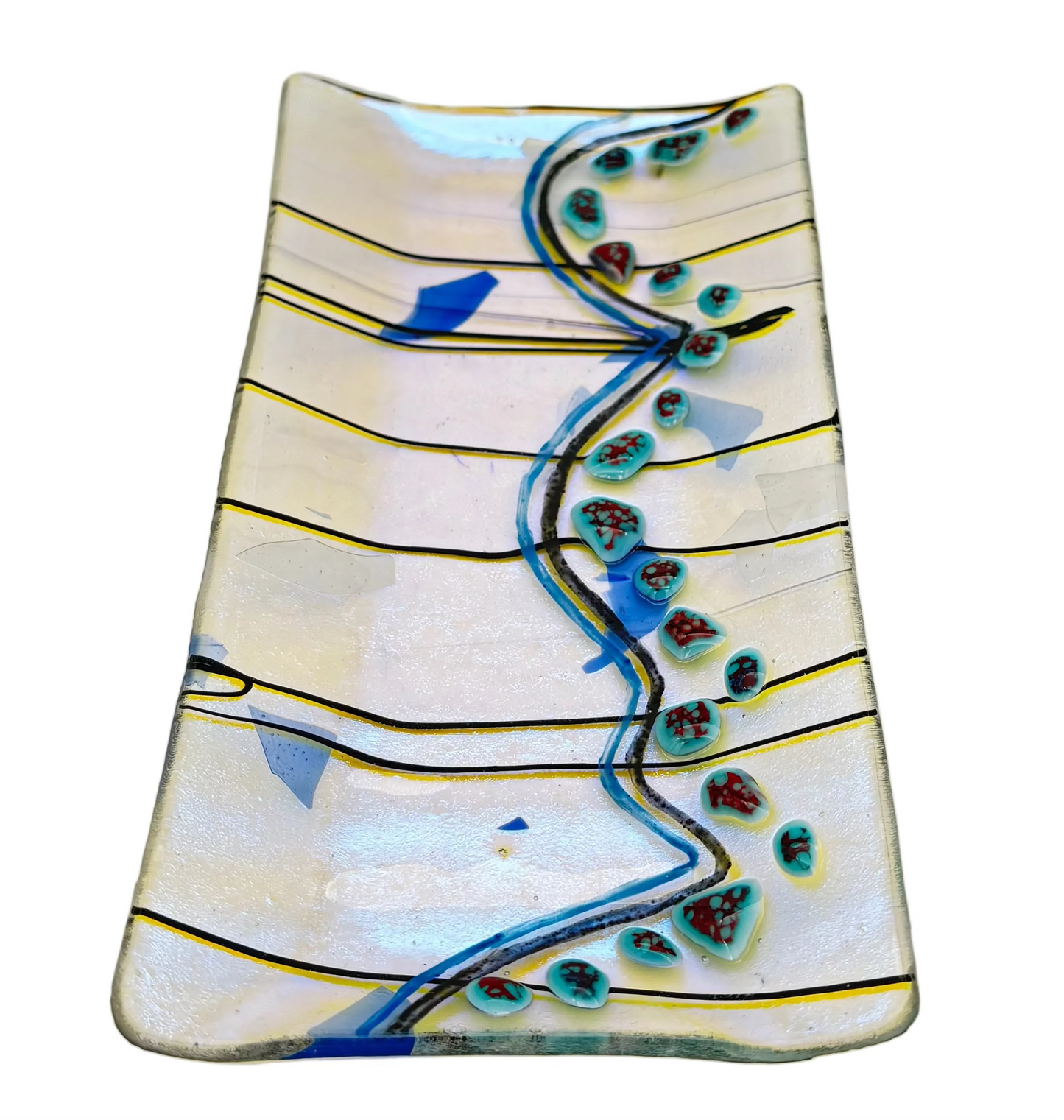 Long Blue iridescent Dish