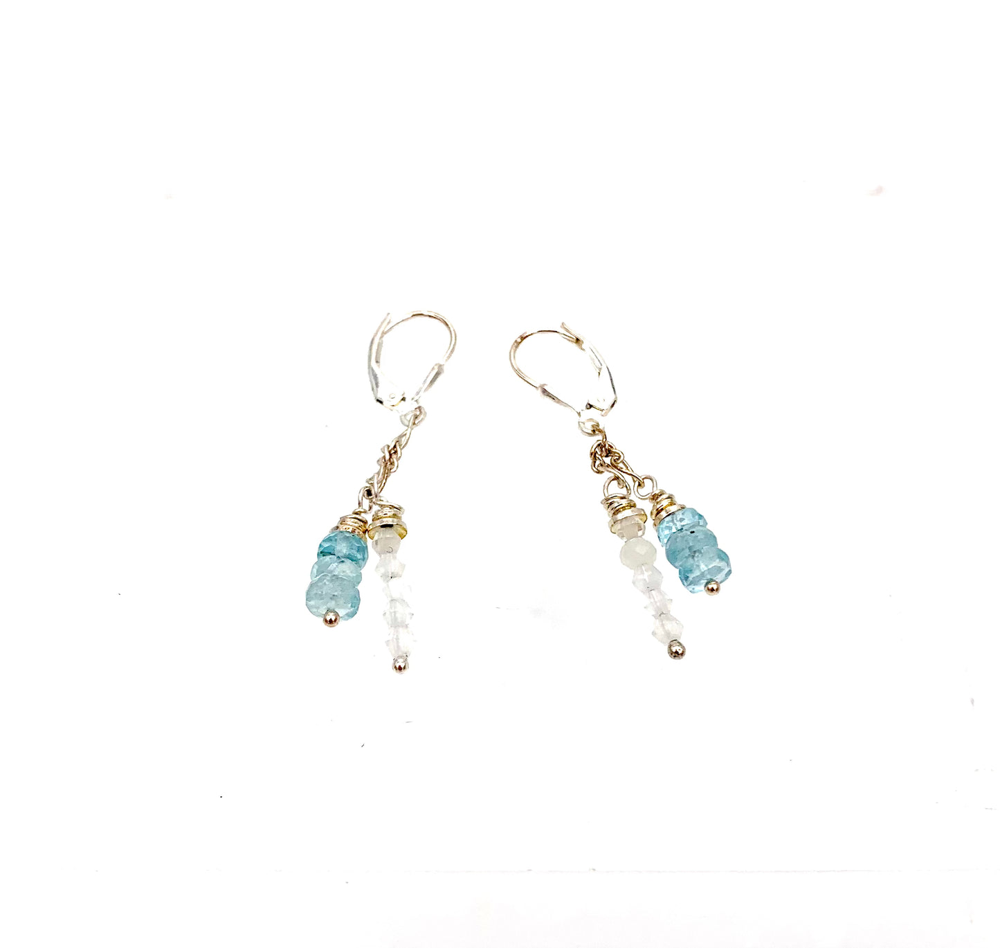 Aquamarine-White Topaz Sterling Sliver Earrings