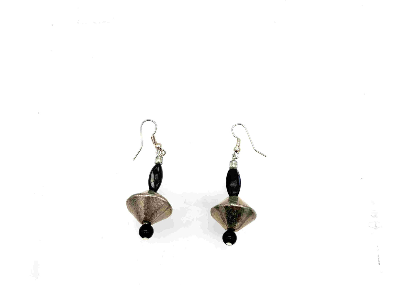 Black and Mexican Silver Earrings