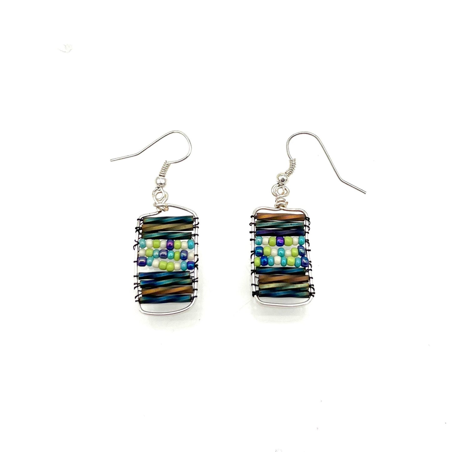 Bugle/Seed Bead w/Silver Wire Earrings
