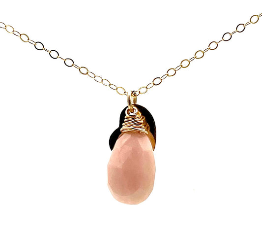 Pink Opal Heart Necklace