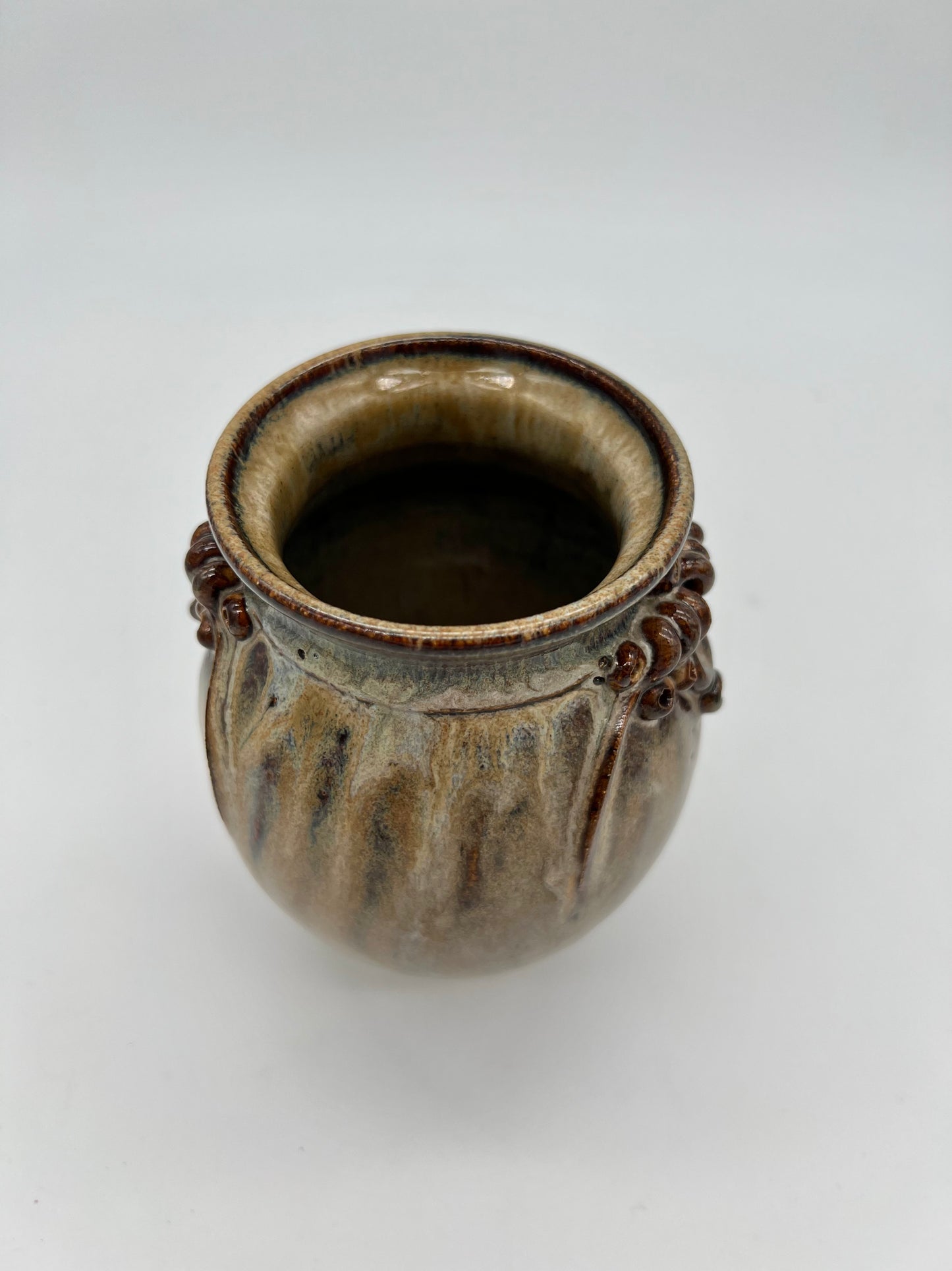 Brown Chubby Vase With Decoration