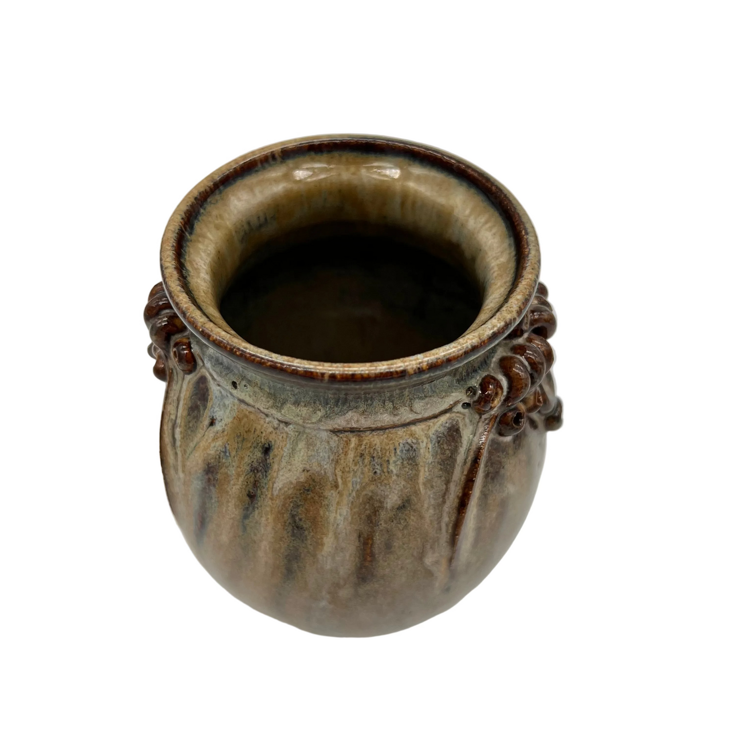Brown Chubby Vase With Decoration