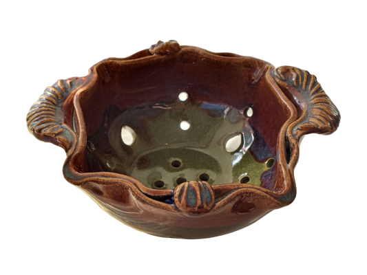 Small Brown and Green Berry Bowl