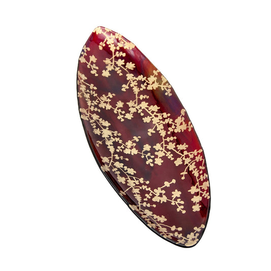 Ruby Platter with Gold Plants Platter