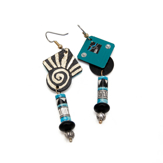 Blue and Black Diamond Earrings