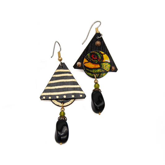 Stained Glass Black and Yellow Earrings