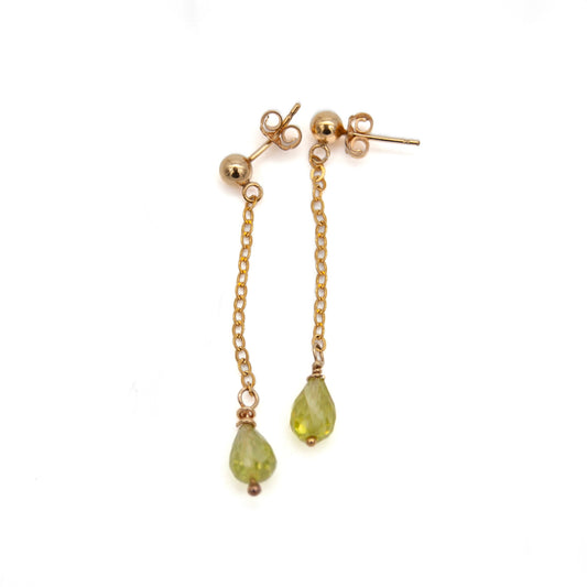 Peridot Dangle - Gold Fill Earrings