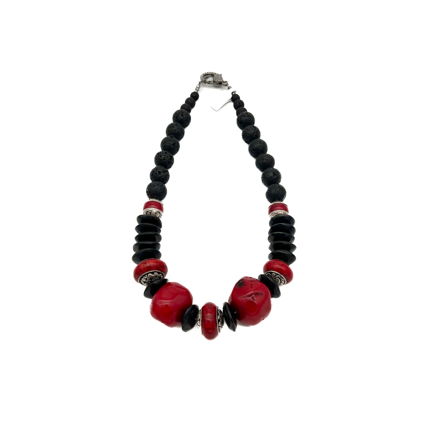 Bamboo Coral Tibetan Beads Black Lava - Bone Beads