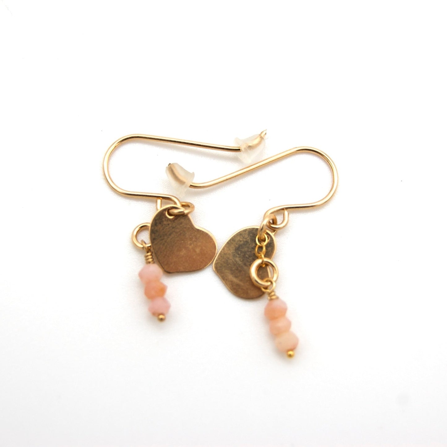 Pink Opal Heart Earrings