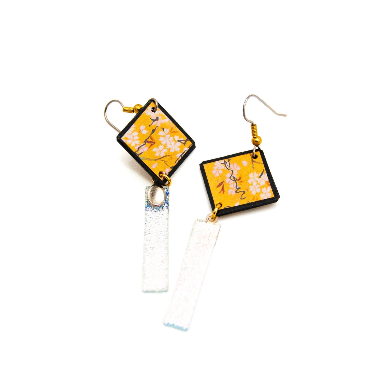 Paper Earrings with Dichroic Glass