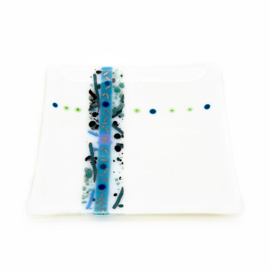 8" Square Platter with Blue Speckled Dust